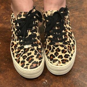 J/Slides Women’s Brown Leopard Print Lace Calf Hair Sneaker/Sz 7.5/ Retail $129